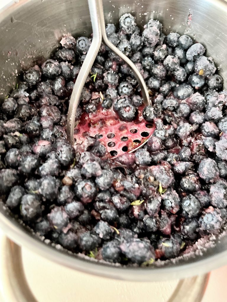 mash blueberries