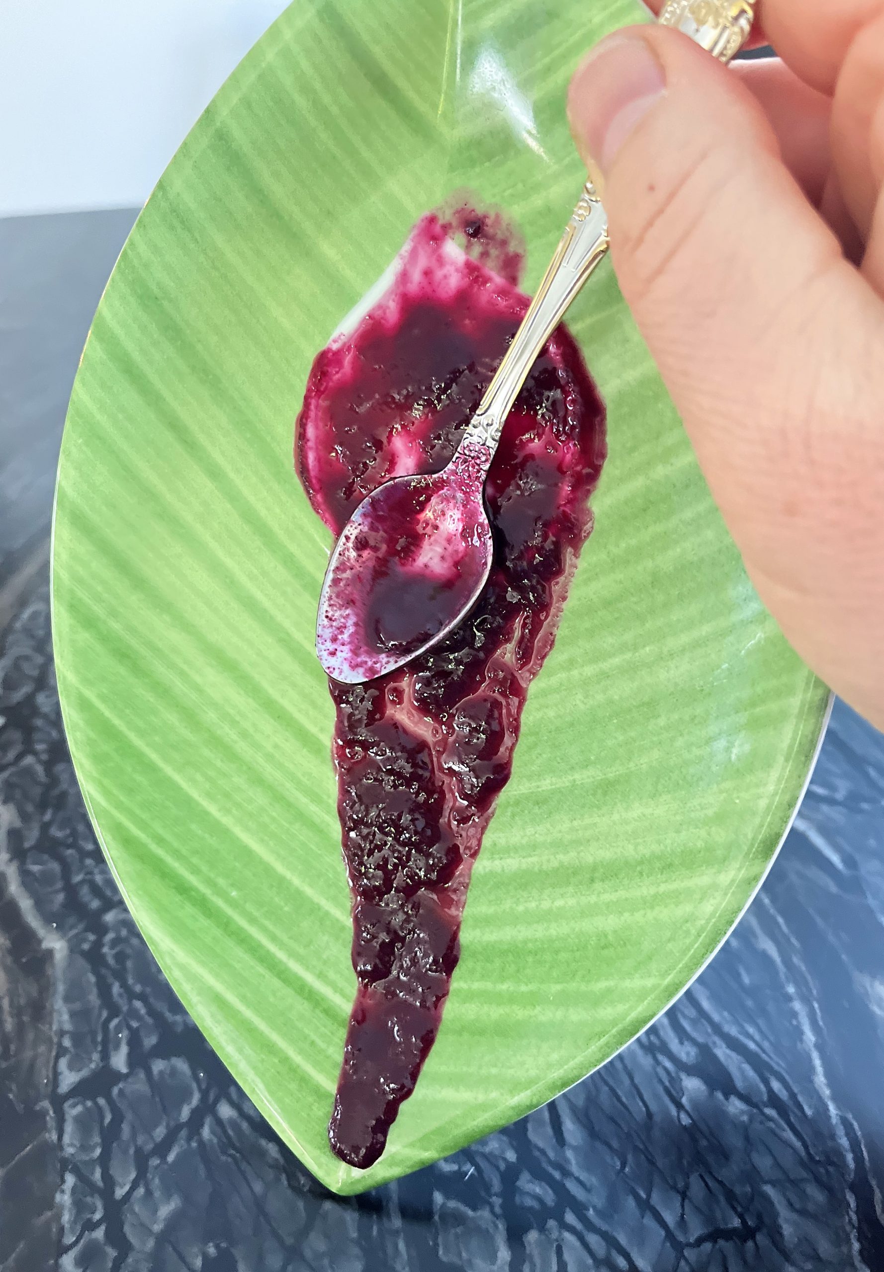 Concord Grape Jam Recipe: check the thickness of your jam on a chilled plate 