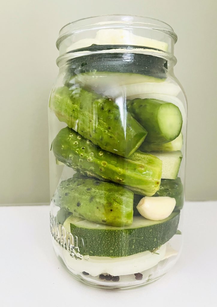 tightly packed vegetables in a jar