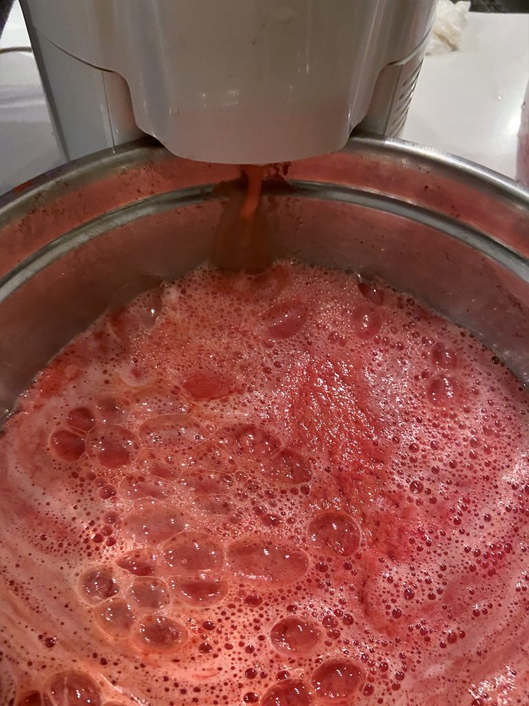 Juice tomatoes using your favourite juicing method. We used our old trusted Moulinex juicer in this recipe.