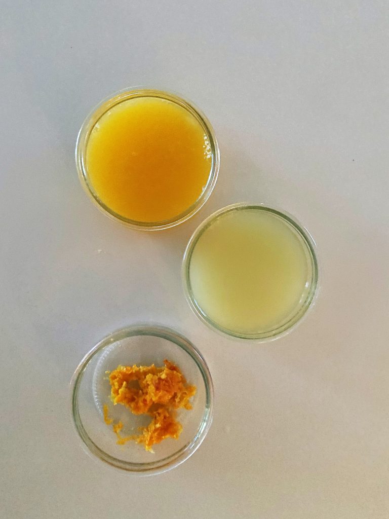 juice and zest orange and lemon