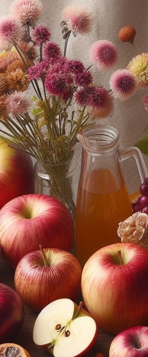 apple juice and apples - AI art