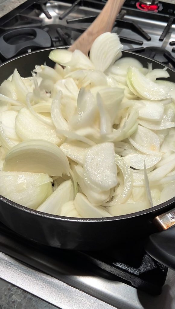 mix onions, salt and oil and simmer on low.