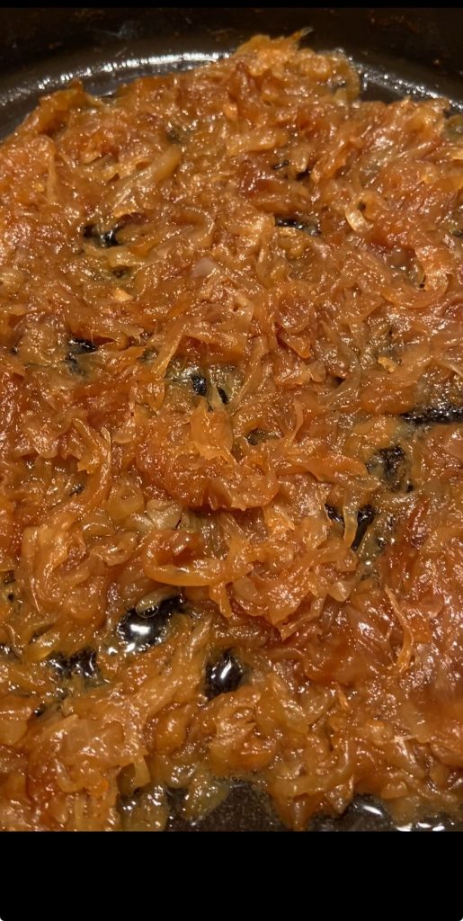 caramelized onions after three hours of cooking