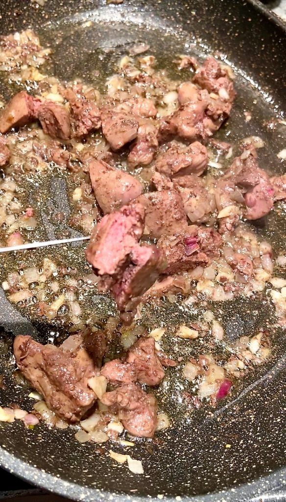chicken livers must be fully cooked but still pink inside