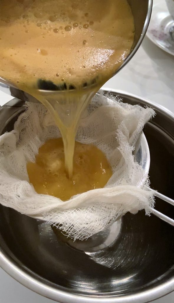 filter juice using cheese cloth or coffee filter