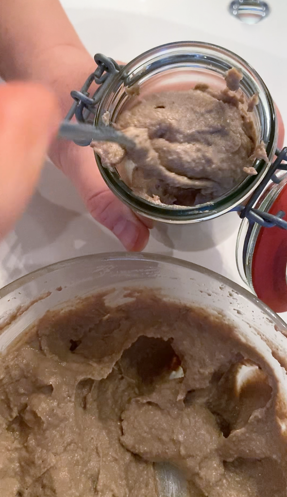 transfer duck liver pate into clean glass containers