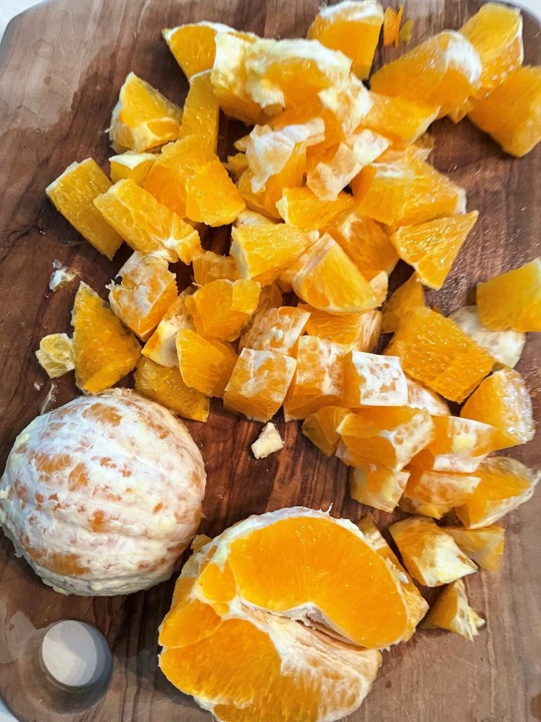 chop and deseed oranges