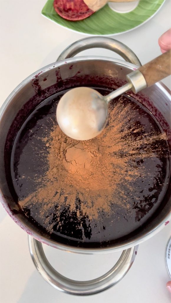 Add cocoa powder to  Concord grape Jelly mixture