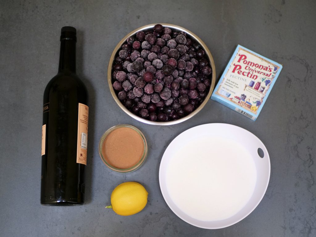 Boozy Concord grape jelly recipe ingredients