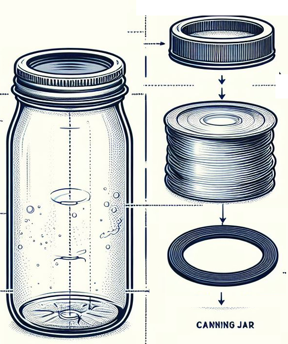 a diagram of the three-piece reusable canning lid