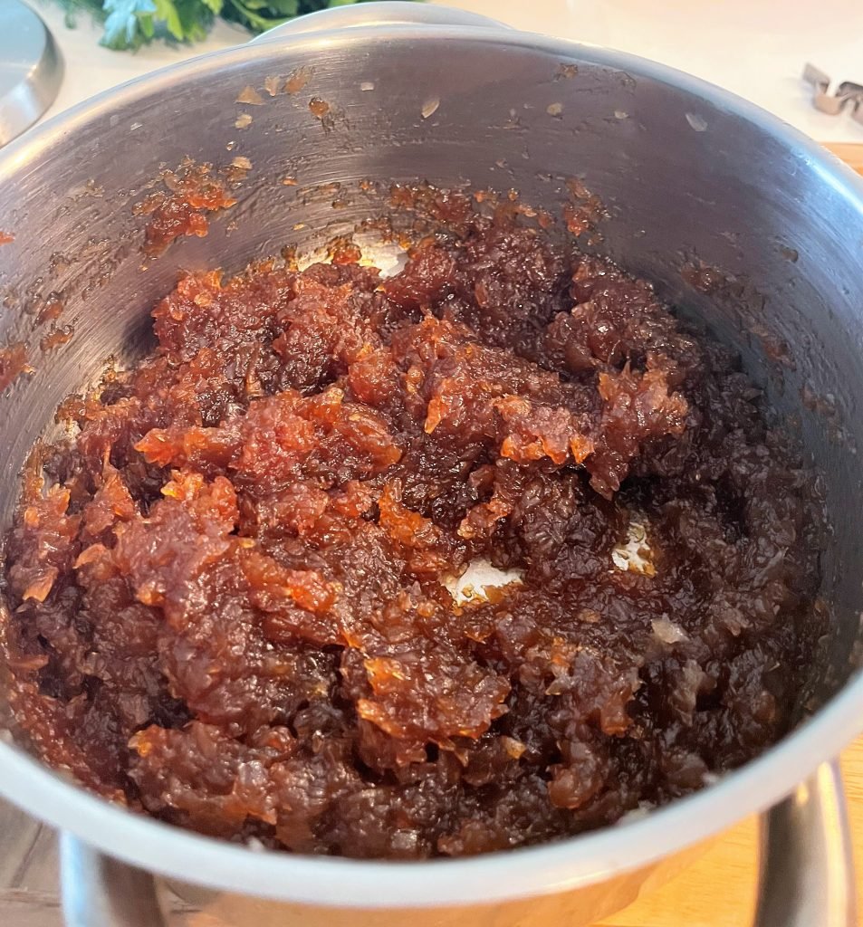 apple onion jam ready for canning