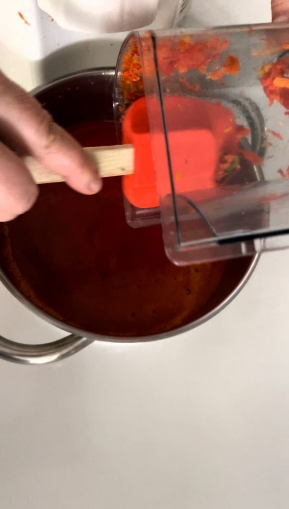 we use  both pulp and  juice for our red pepper jam