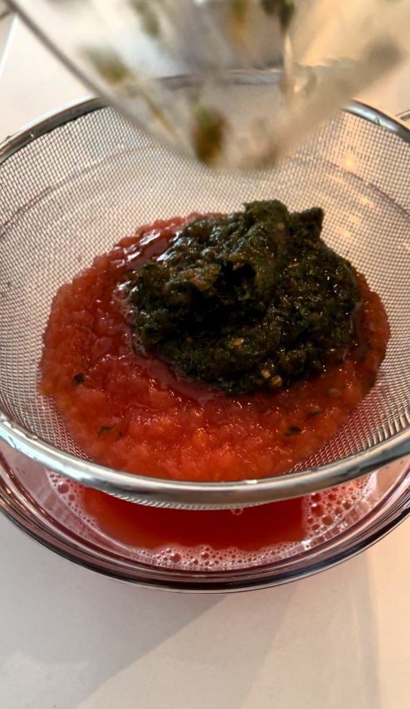 strain the mint and watermelon puree 