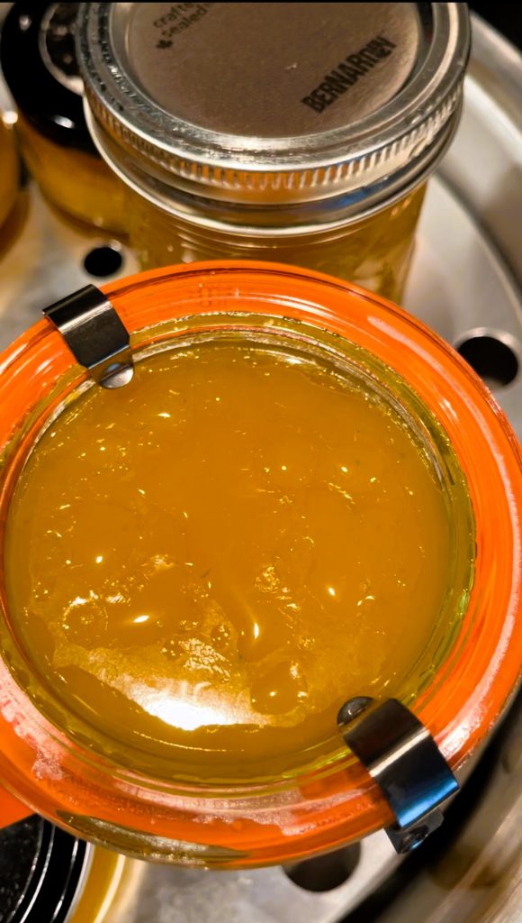 canning mango jalapeno jam in a steam canner