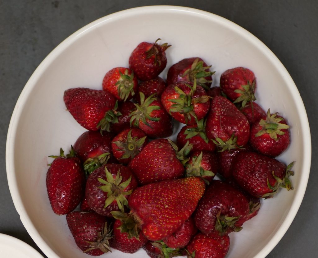 fresh, overripe strawberries