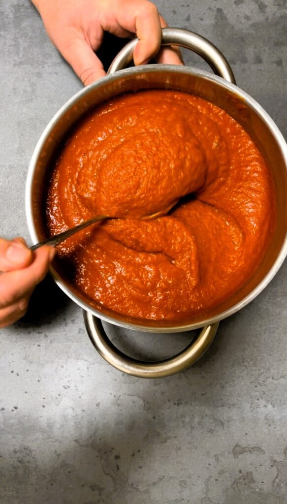 texture and consistency of our red pepper sauce, ajvar