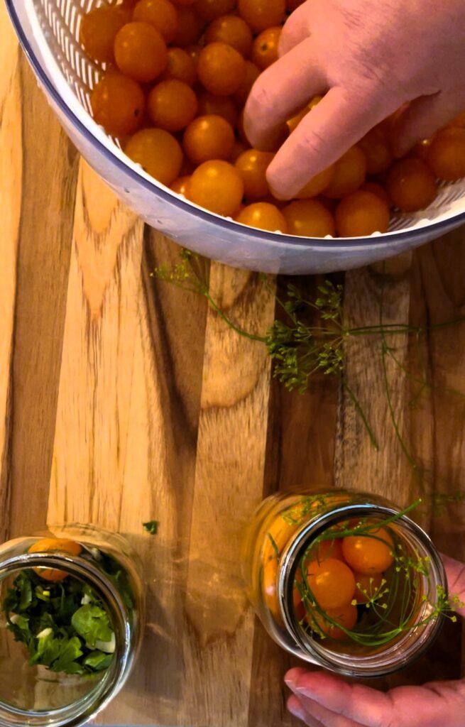 add ingredients to canning jars