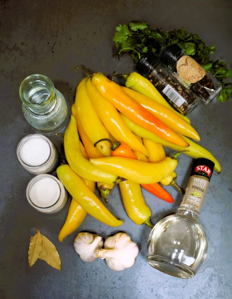 ingredients required to fry and then pickle banana peppers