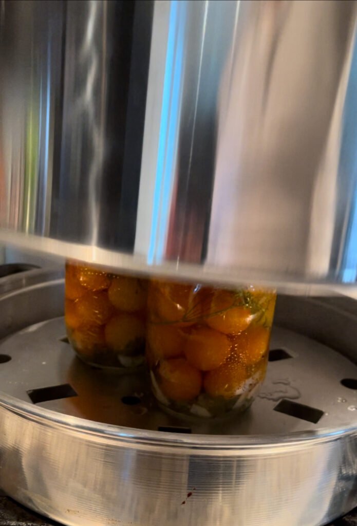 we canned cherry tomatoes using atmospheric steam canner