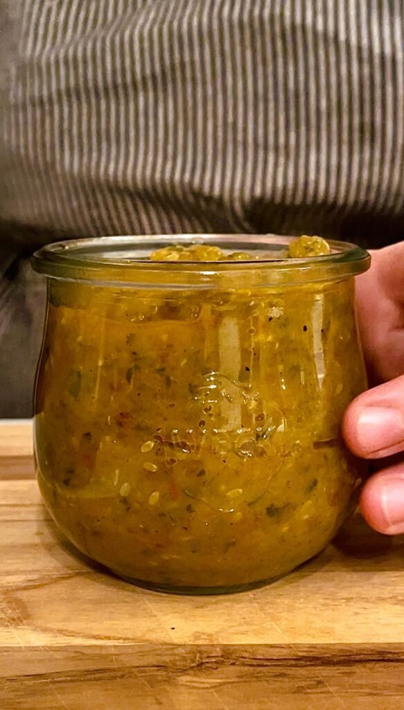 WECK jar filled with zucchini relish