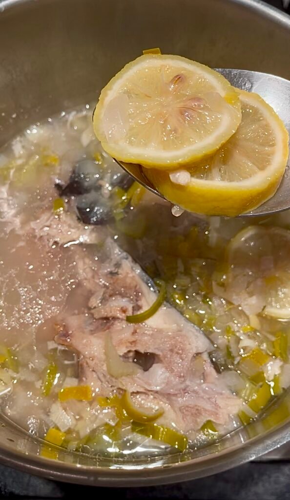 make sure to remove lemon once you finish cooking fish stock