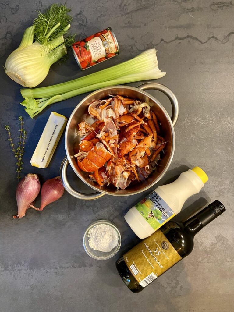 ingredients used to make lobster bisque from shells