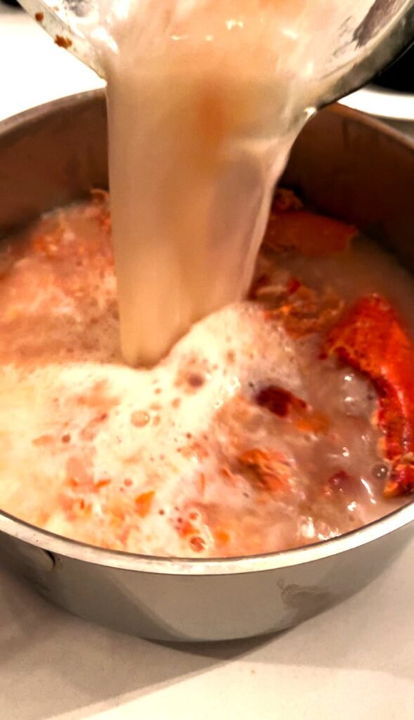 add water to the crushed lobster shells