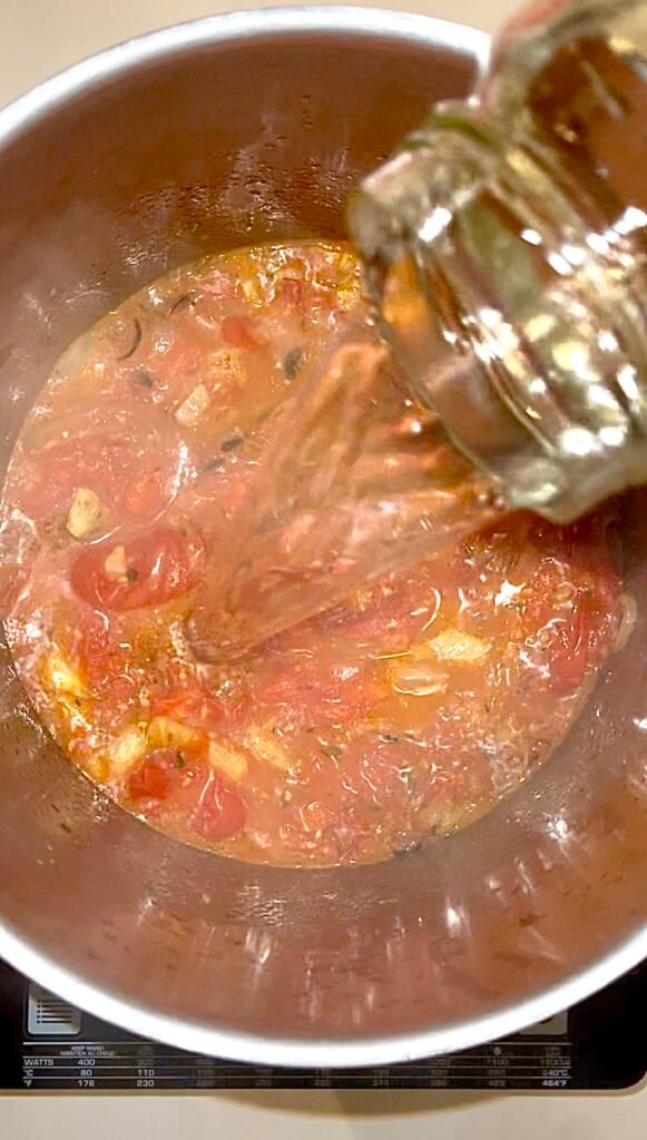 water gets added to the pot to make this vegan tomato soup