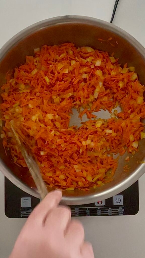 to make this zucchini spread sauté onions and carrots first