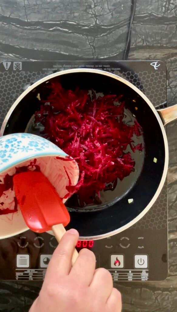 beets should be shredded and sautéed