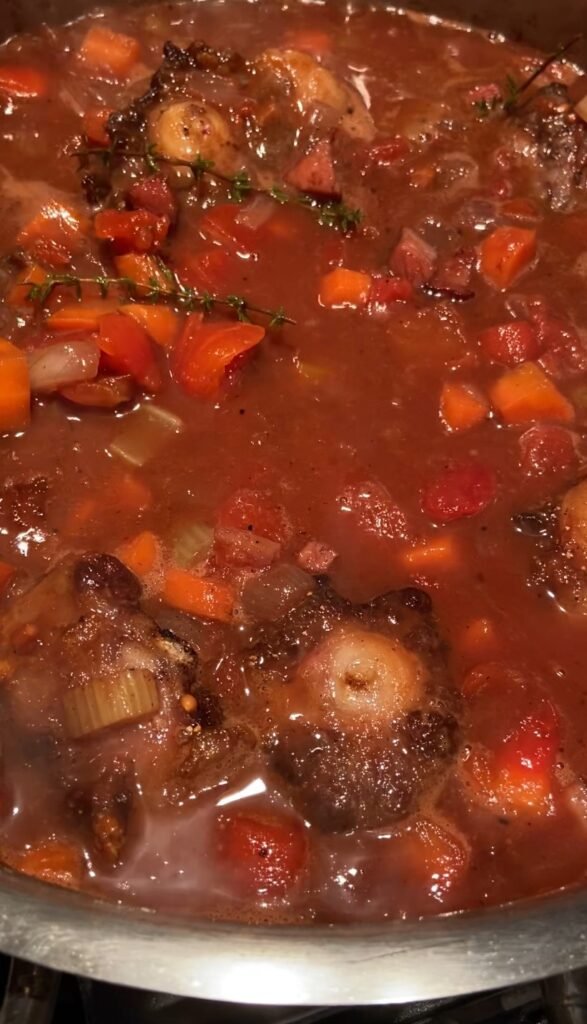 oxtails ready to go into the oven for slow cooking 