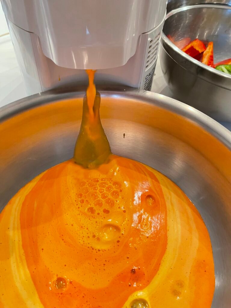 juice all ingredients as you would for a pepper jelly