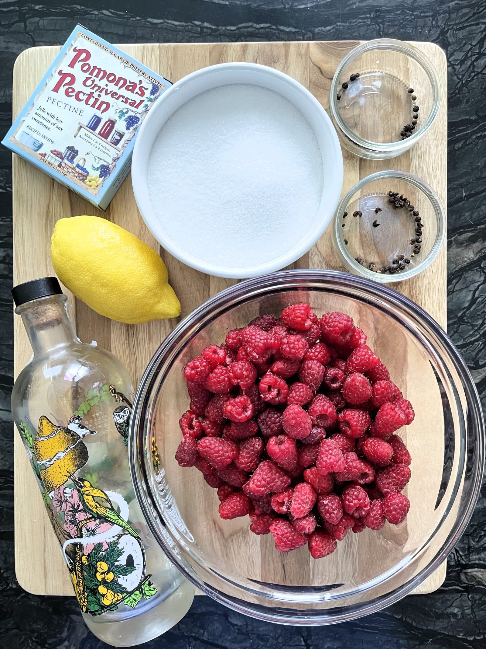 Spiced raspberry jam ingredients