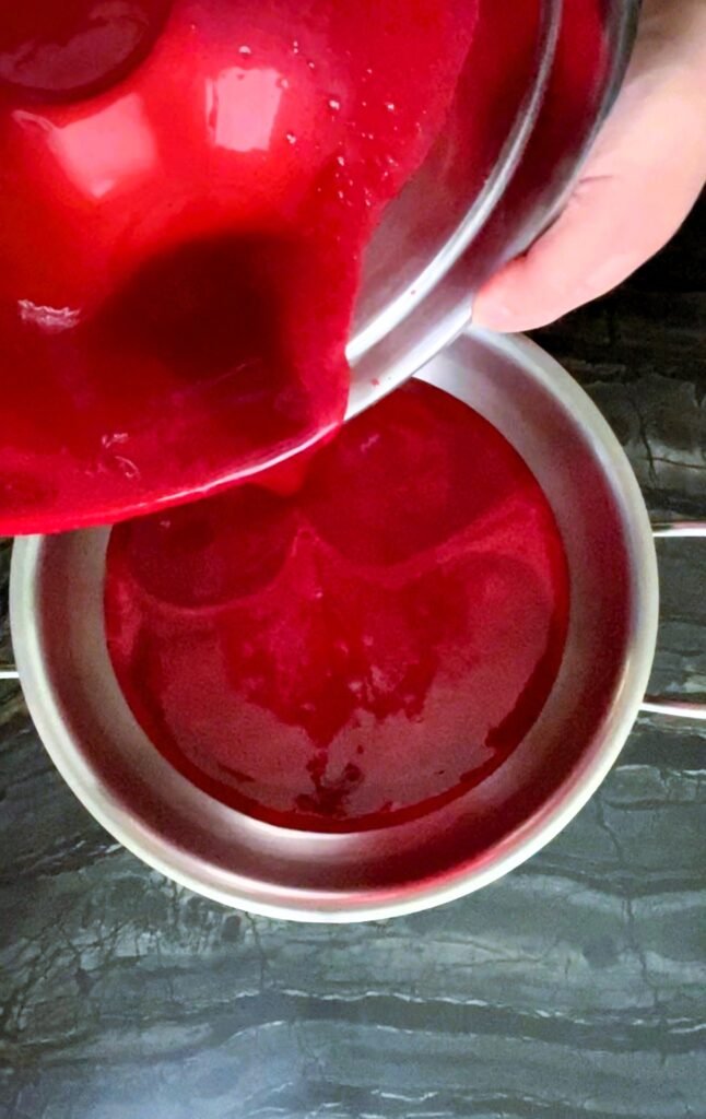use a clean pot for the strained juice and seedless pupl