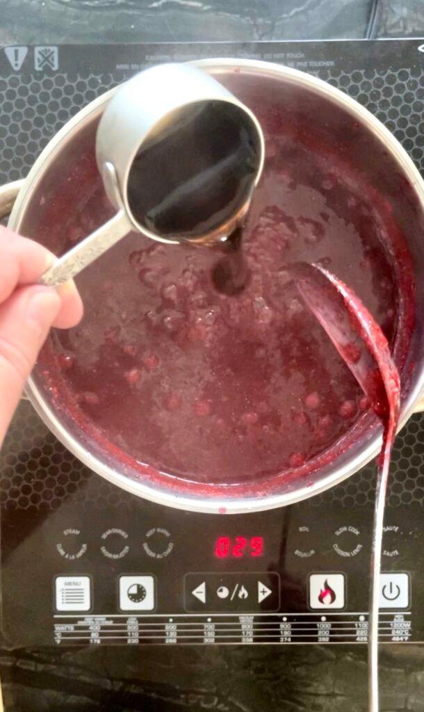 maple syrup is one of the ingredients in our huckleberry jam recipe