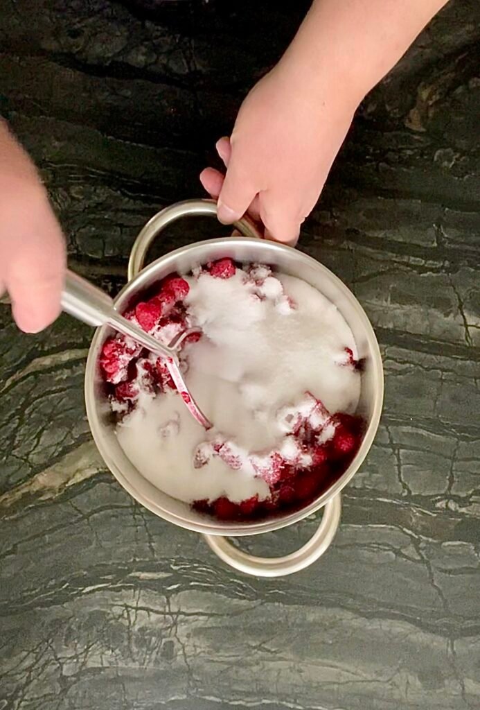 mash raspberries with sugar before cold maceratio