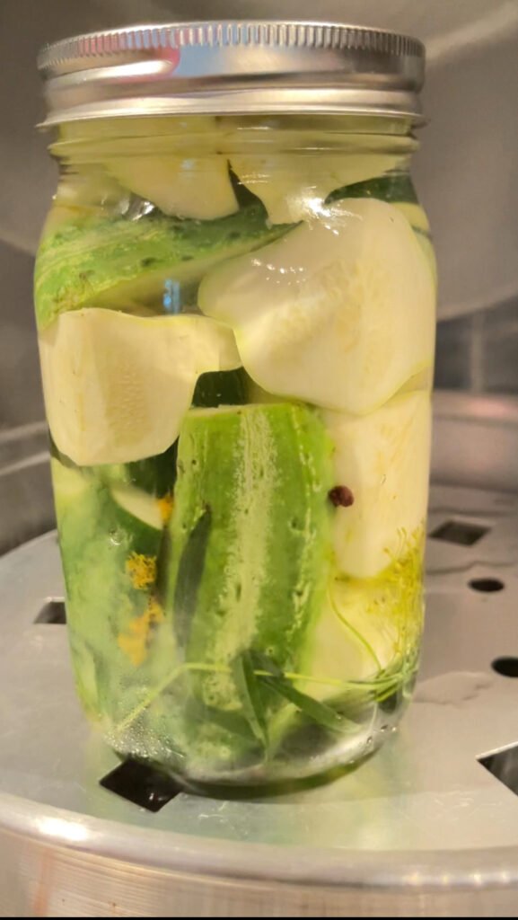 packed jar is ready to be processed in a steam canner