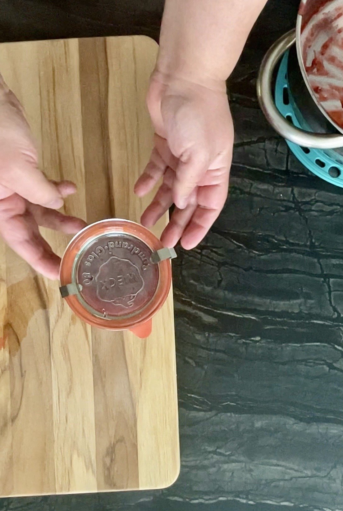 strawberry rose petal jam in a WECK jar