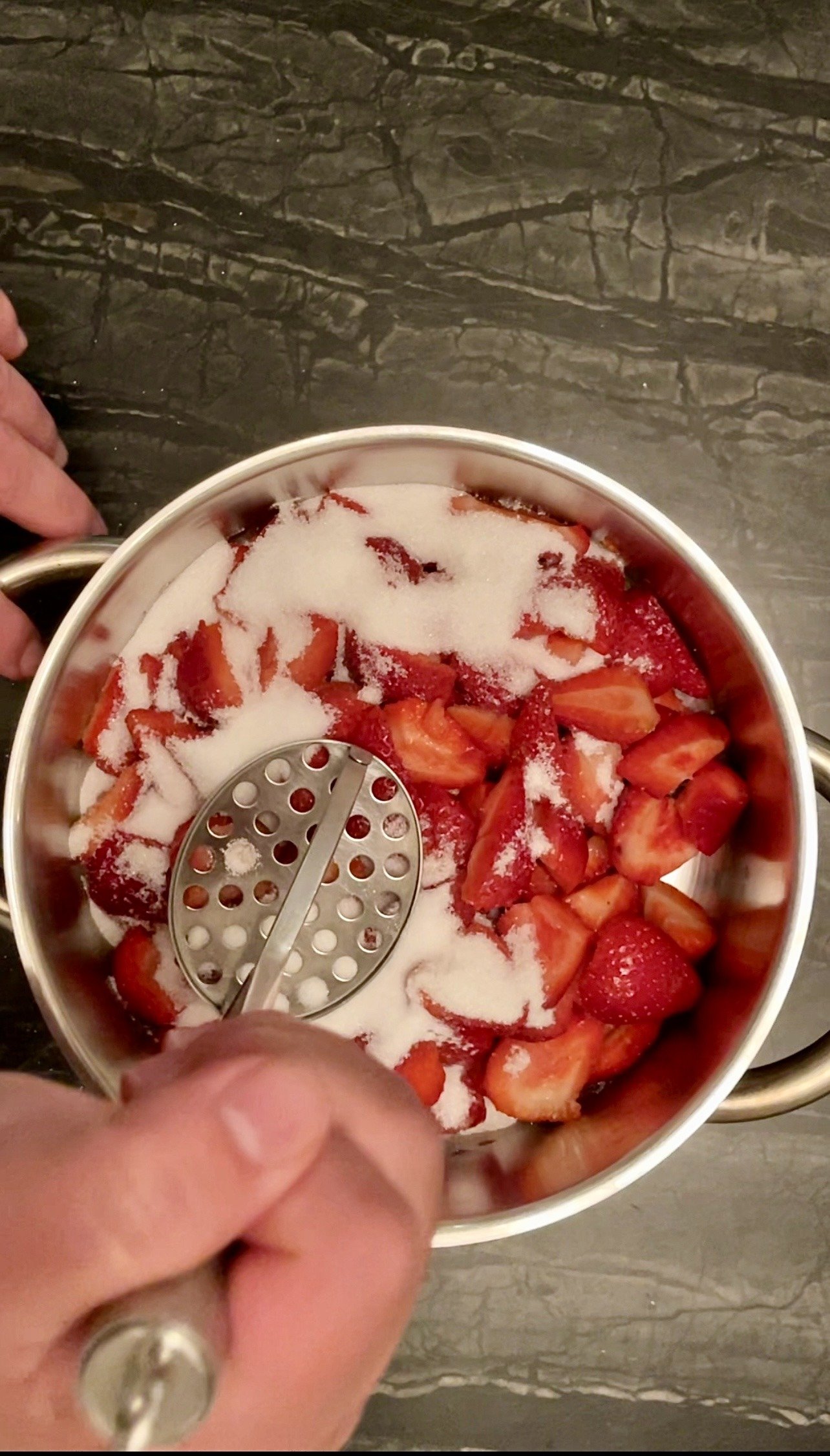 mash strawberries mixed with sugar