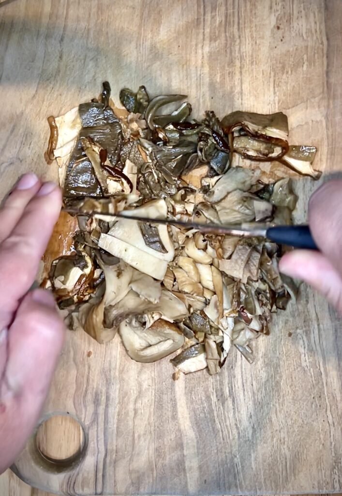 chop re-hydrated porcini into medium size pieces