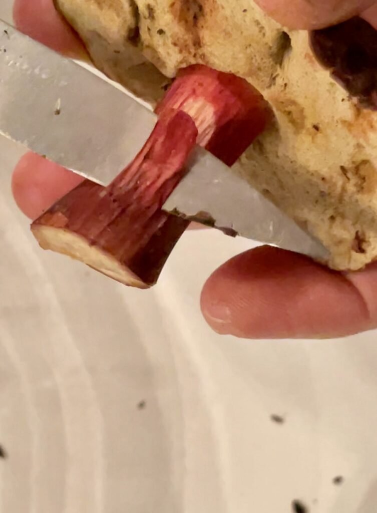 peel a mushroom stem