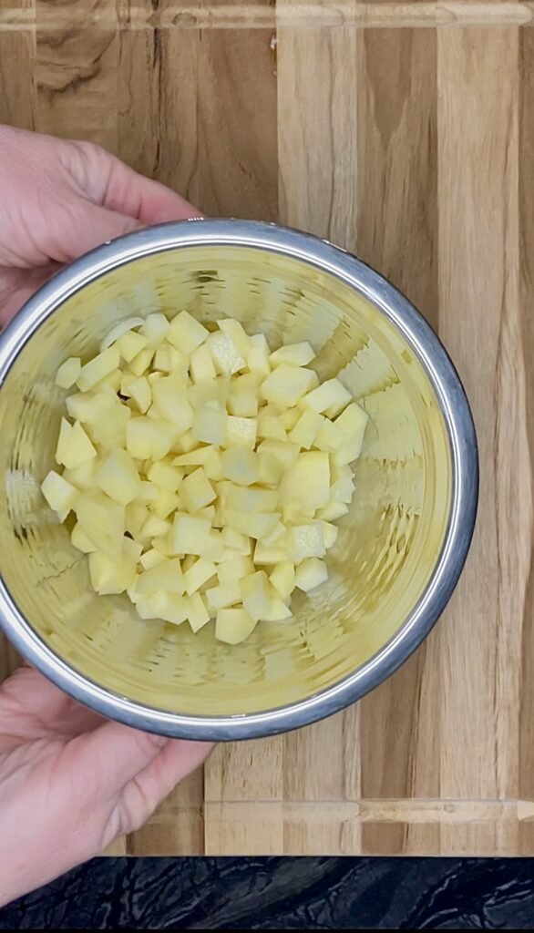 finely chopped potato in a bowl