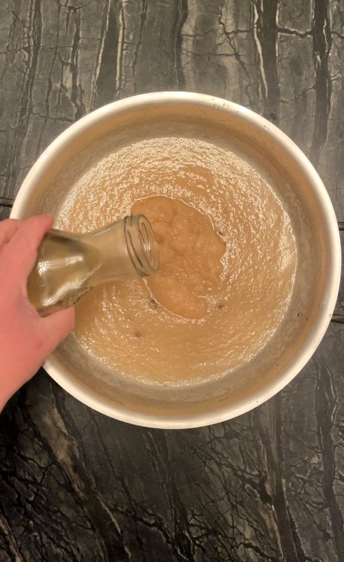 add white wine to the apple mixture