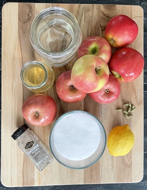 apple butter recipe ingredients laid out on the table