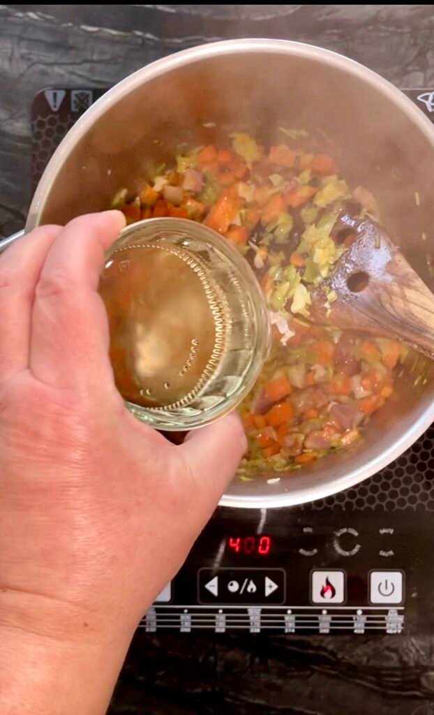 deglaze with white wine