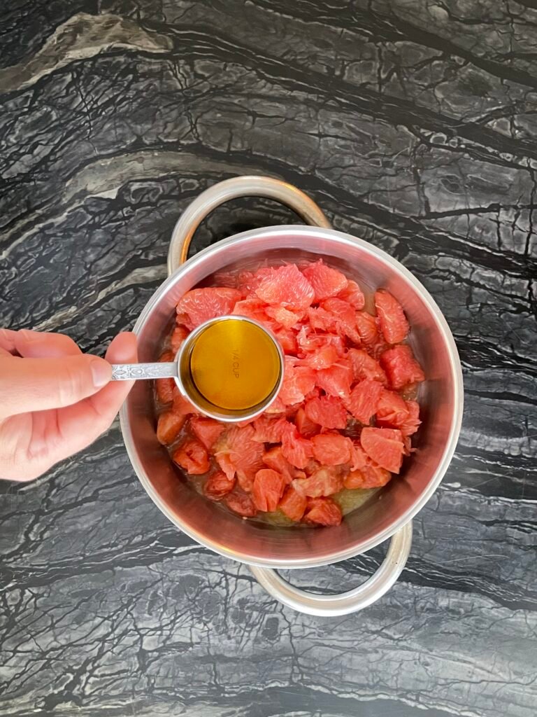 we add alcohol to chopped grapefruit