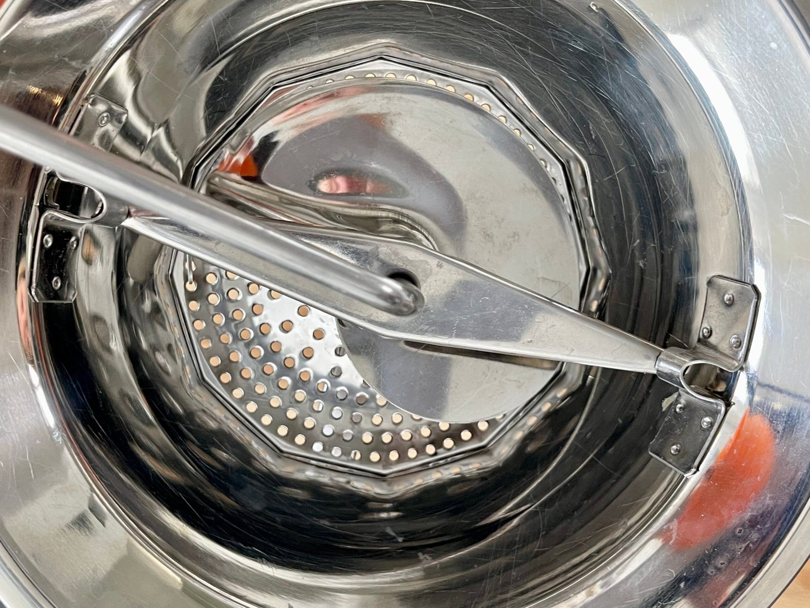 food mill securing hand crank