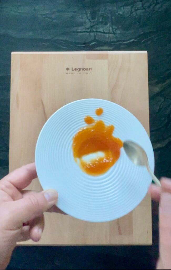 we use cold plate to test texture and set of the cooked pineapple mango pepper jam