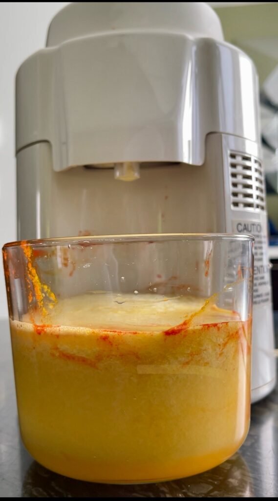 hot pepper jam prep - juice pineapple